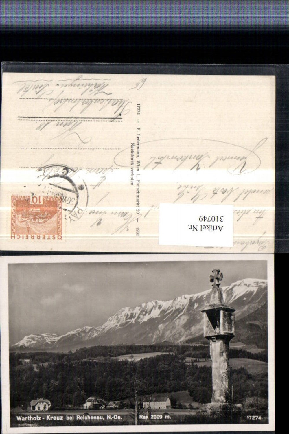 310749,Wartholz-Kreuz Bildstock b. Reichenau an d. Rax Bergkulisse