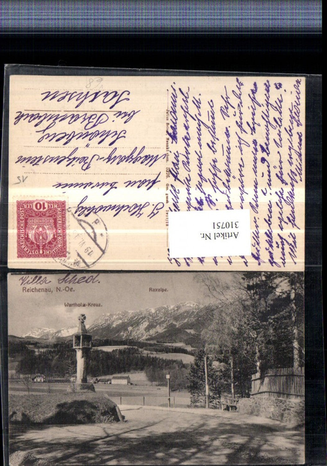 310751,Reichenau an d. Rax Wartholz-Kreuz Bildstock Bergkulisse pub Julius Seiser 5226