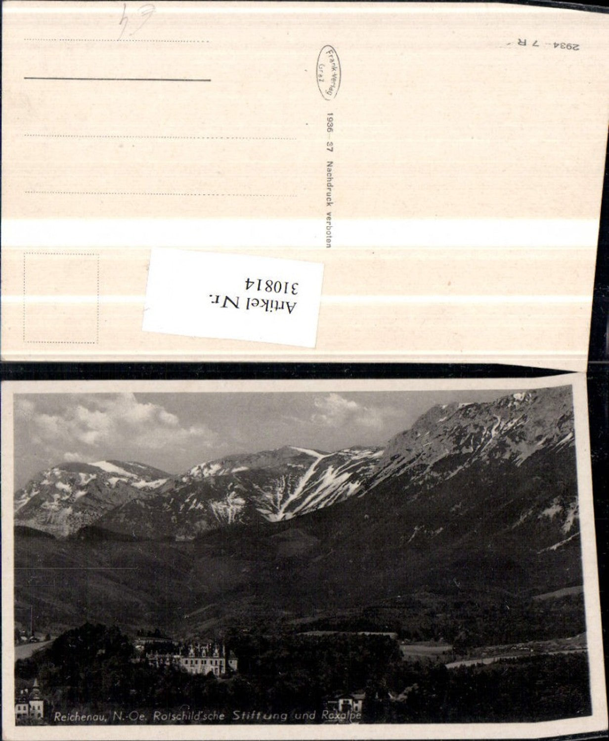 310814,Reichenau an d. Rax Rothschild'sche Stiftung m. Raxalpe Bergkulisse