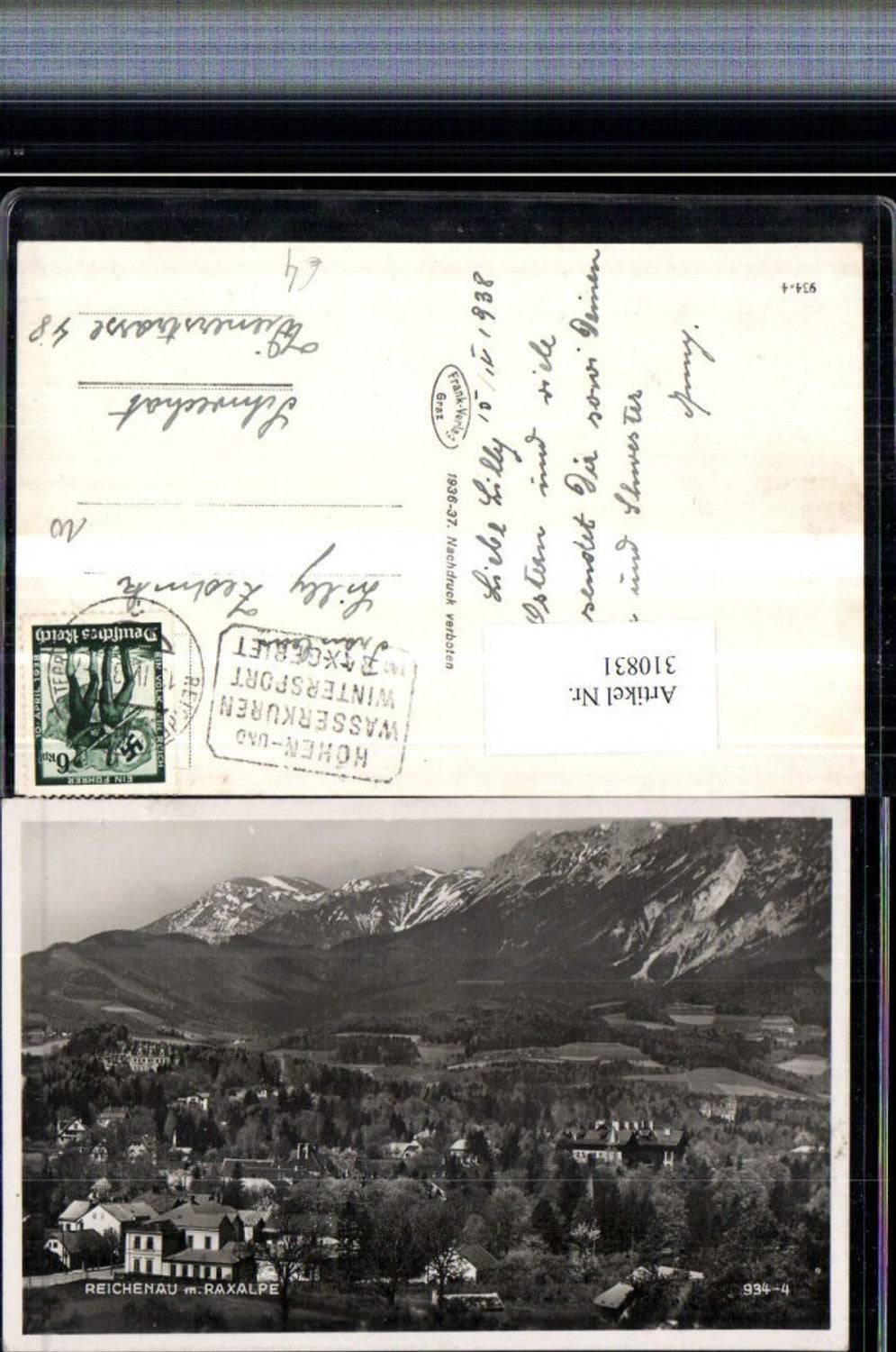310831,Reichenau an d. Rax Teilansicht m. Raxalpe Bergkulisse