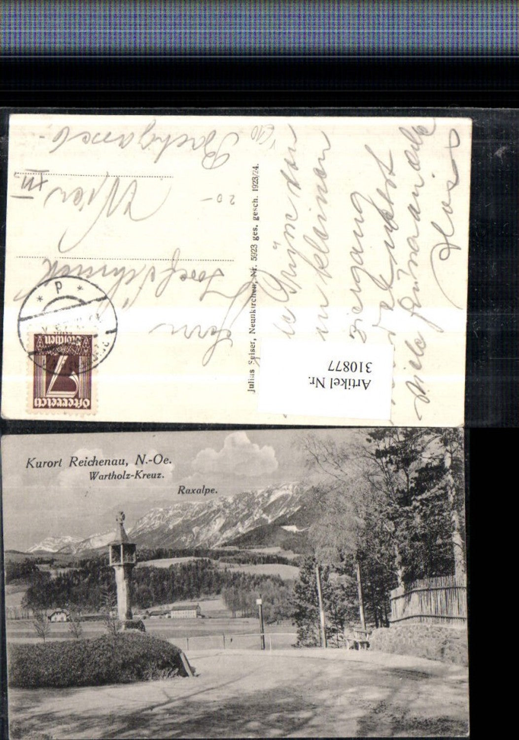 310877,Reichenau an d. Rax Wartholz-Kreuz Bildstock Bergkulisse pub Julius Seiser 5923