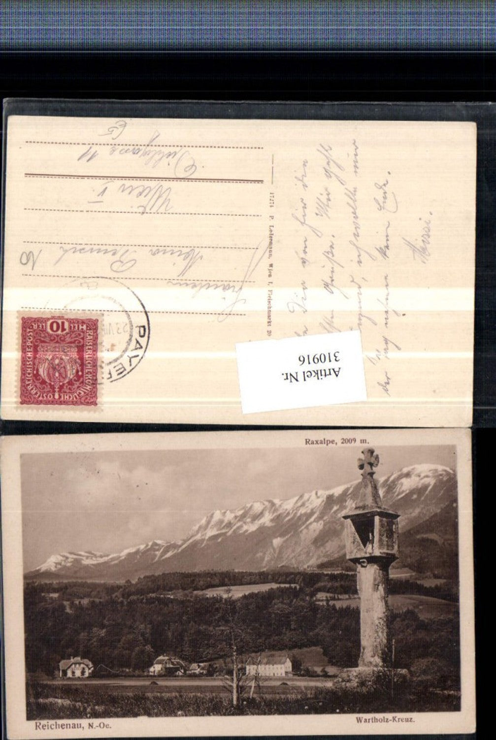310916,Reichenau an d. Rax Wartholz-Kreuz Bildstock Bergkulisse