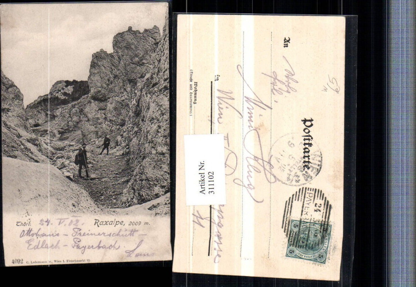 311102,Raxalpe Thörl b. Reichenau Wanderer Bergsteiger