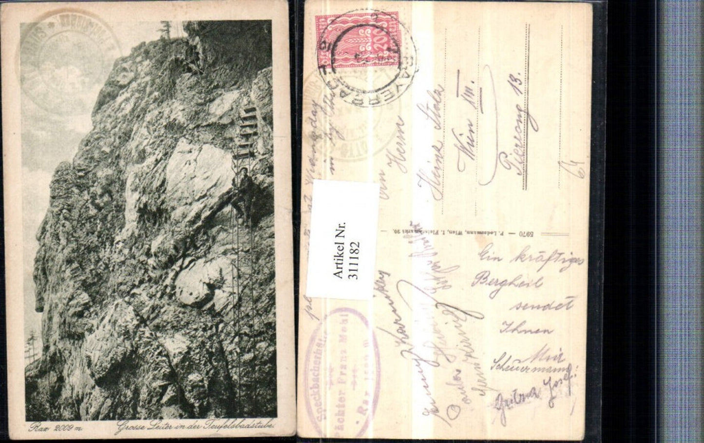 311182,Rax Große Leiter in d. Teufelsbadstube b. Reichenau Bergsteiger