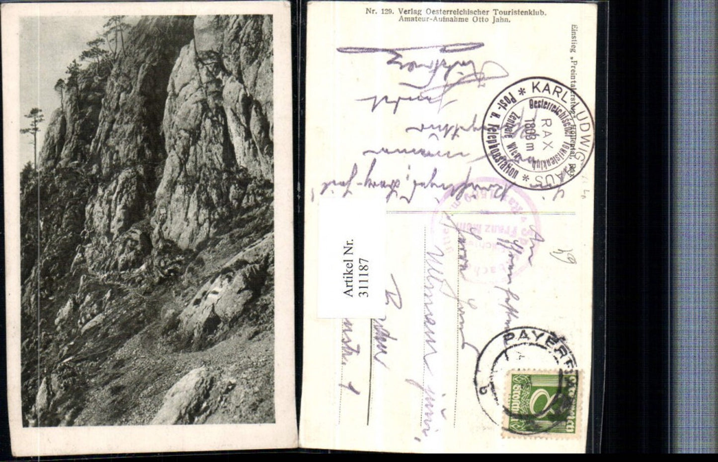 311187,Rax Höllental Einstieg Preintalersteig b. Prein