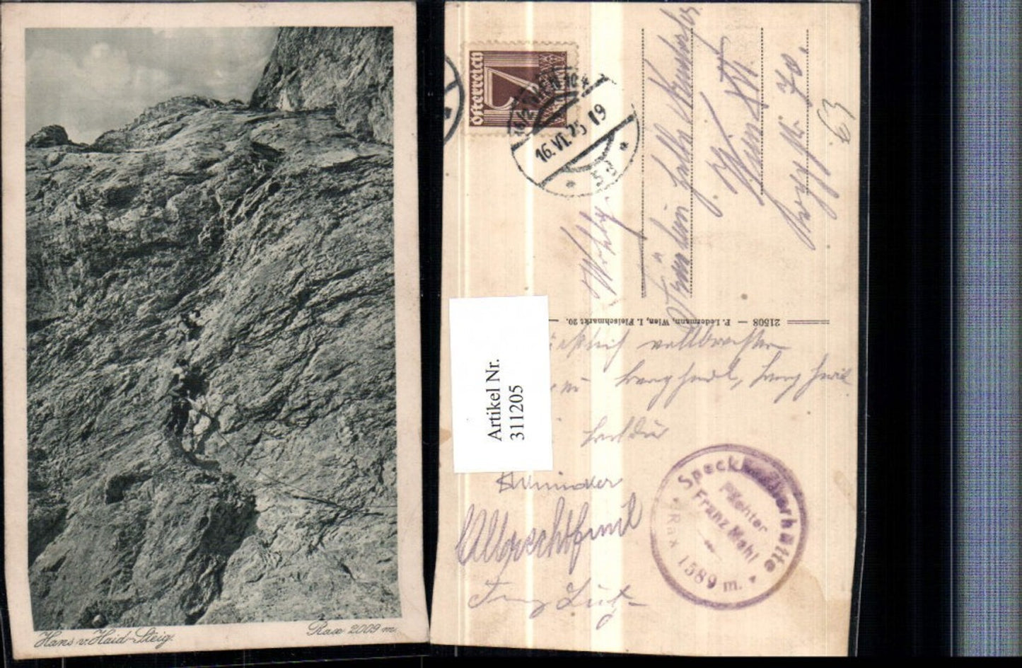 311205,Rax Hans von Haid-Stieg b. Reichenau Bergsteiger