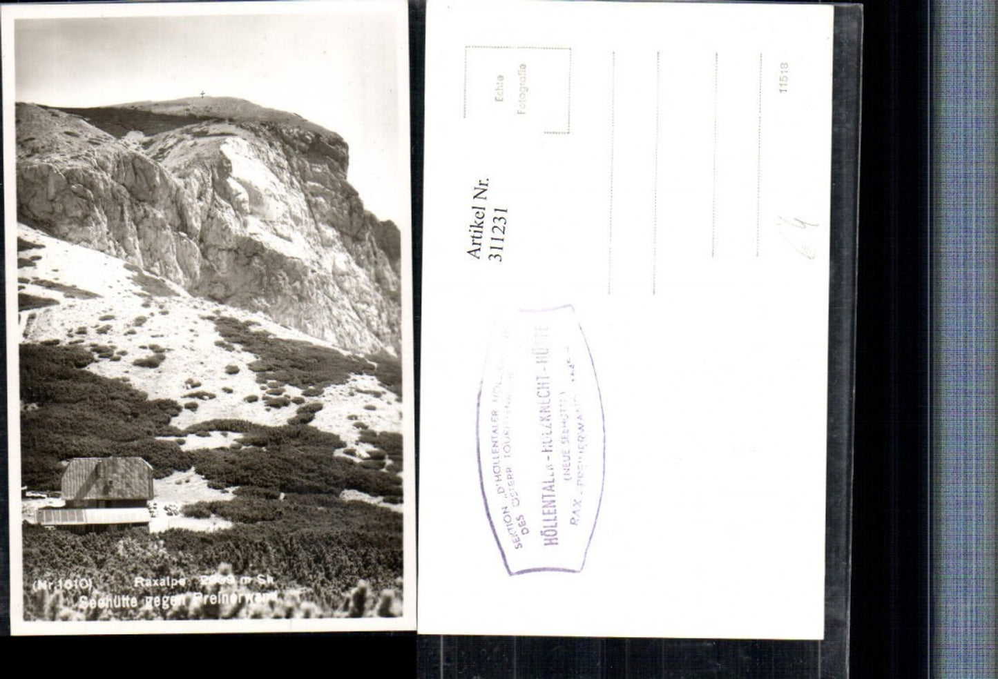 311231,Raxalpe Seehütte b. Reichenau geg. Preinerwand Bergkulisse