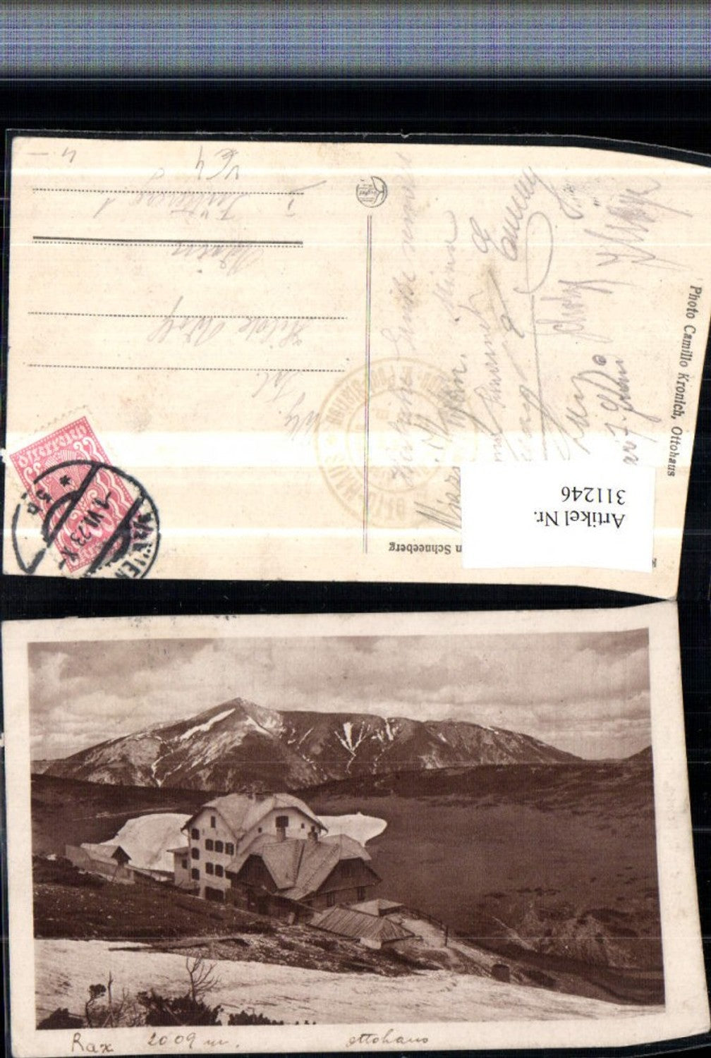 311246,Rax Ottohaus Berghütte b. Reichenau geg. Schneeberg Bergkulisse pub Kilophot