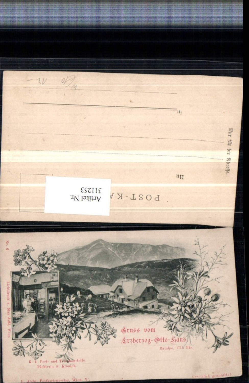 311253,Litho Gruß vom Ottohaus Berghütte b. Reichenau Innenansicht Mehrbildkarte