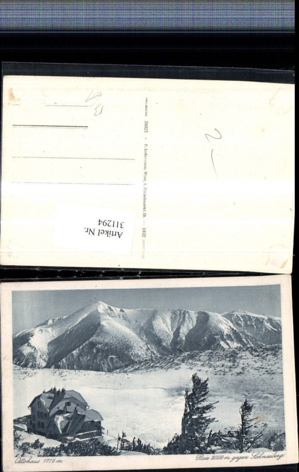 311294,Rax Ottohaus Berghütte geg. Schneeberg Bergkulisse Winterbild