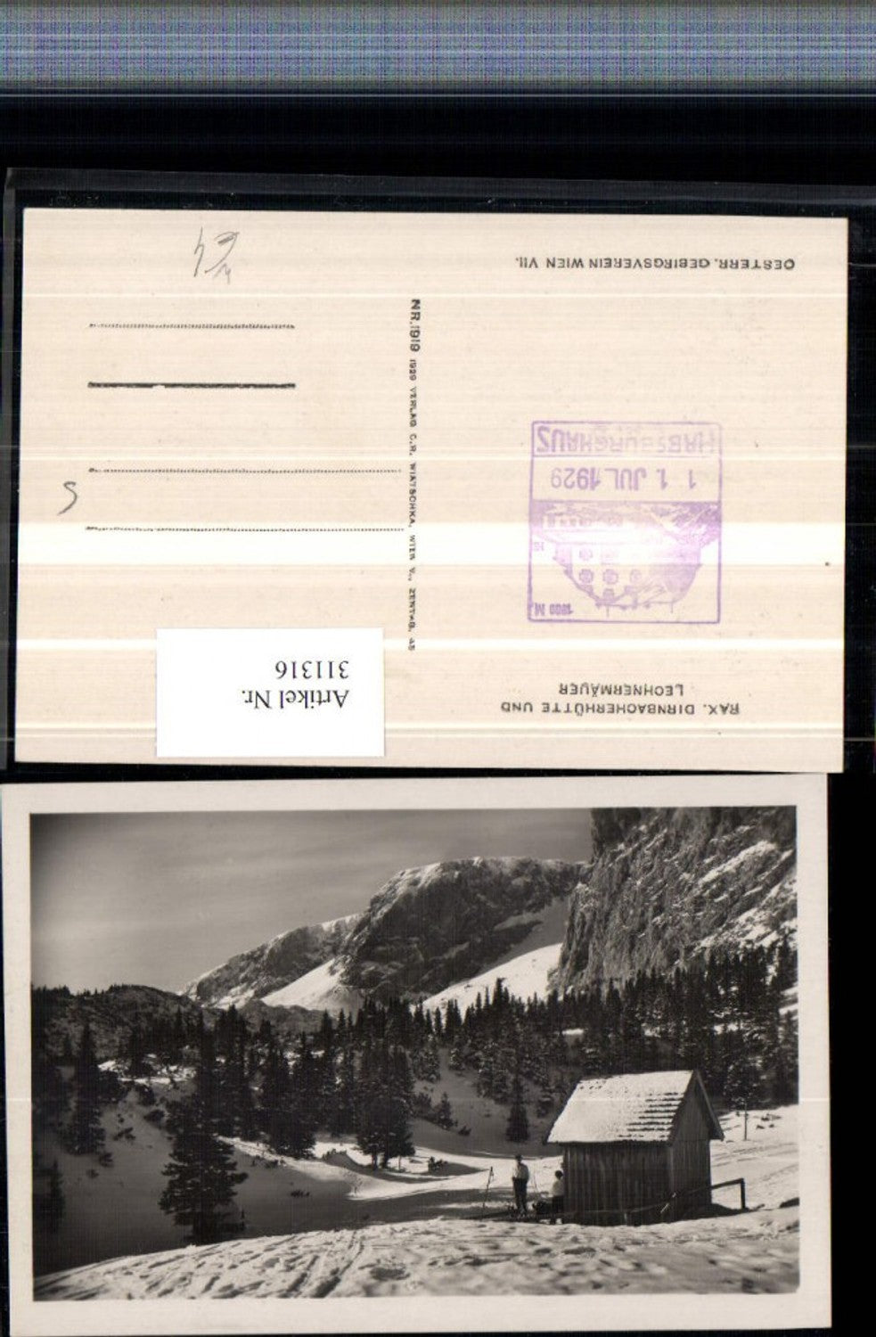 311316,Rax Dirnbacherhütte Berghütte b. Hirschwang m. Lechnermäuer Bergkulisse Winterbild