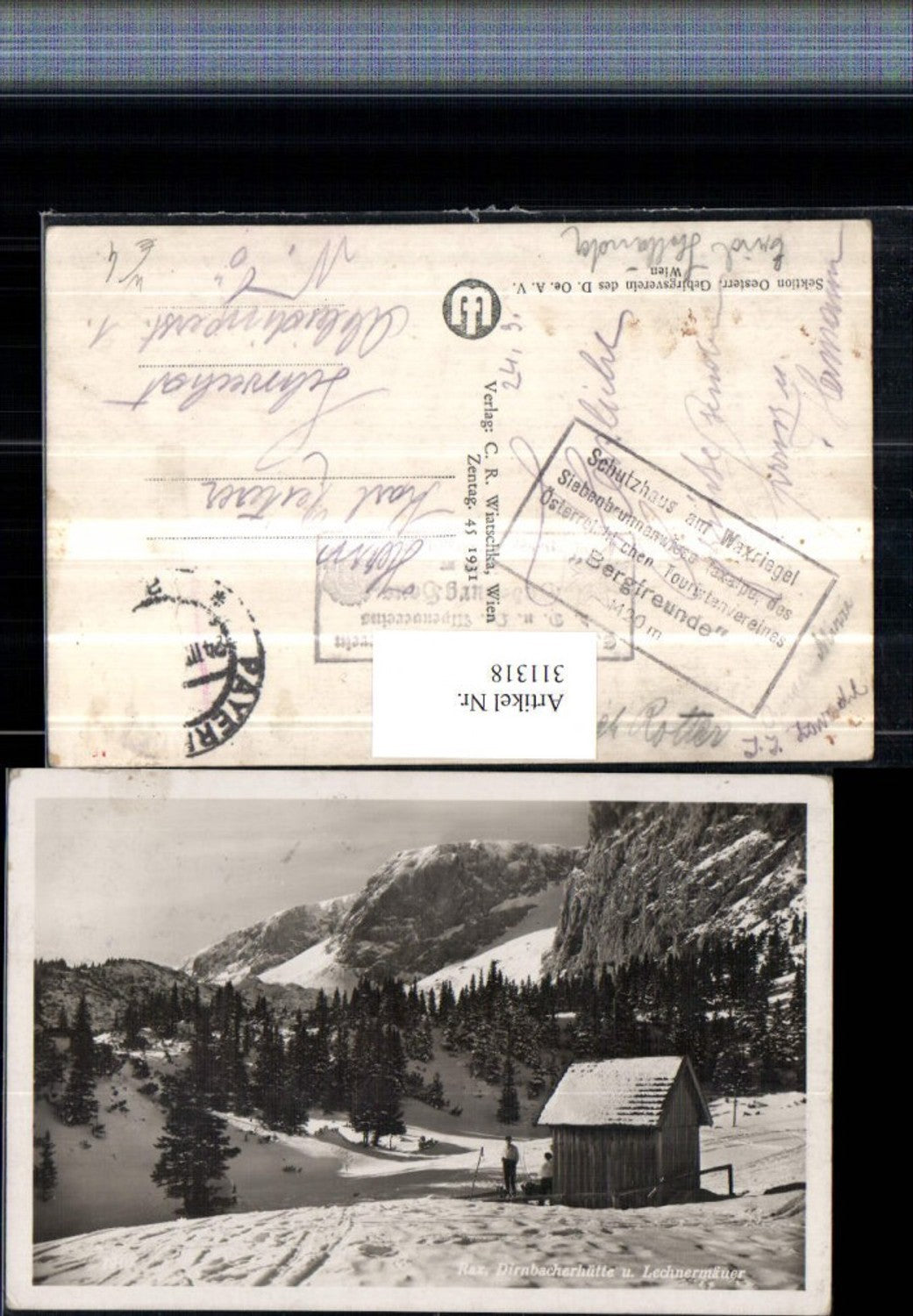 311318,Rax Dirnbacherhütte Berghütte b. Hirschwang m. Lechnermäuer Bergkulisse Winterbild