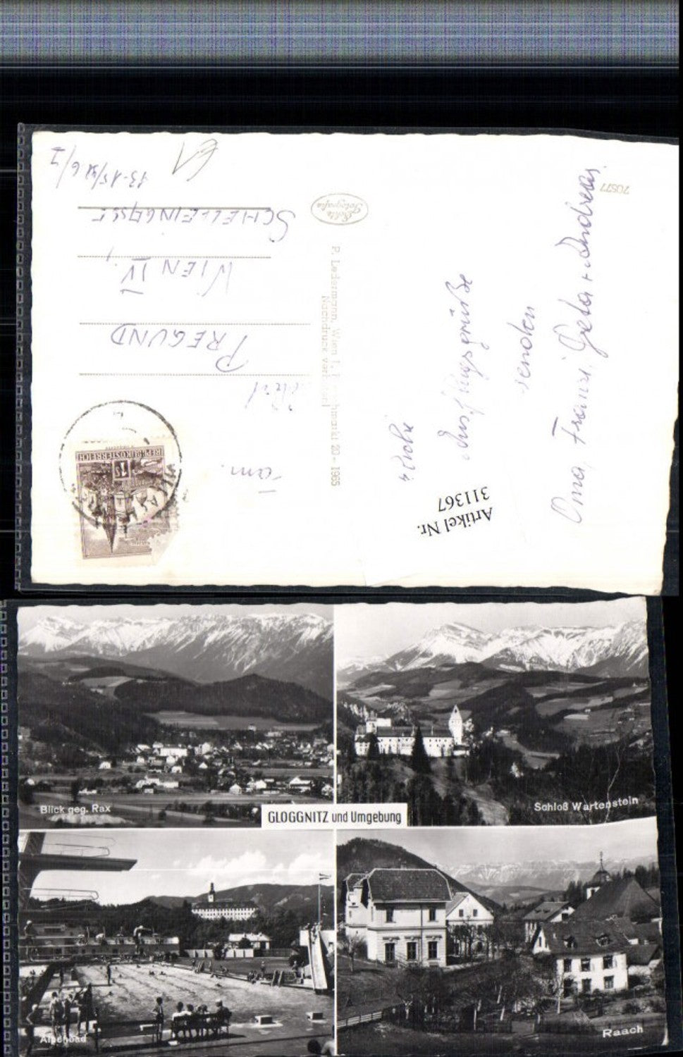 311367,Gloggnitz Raach Totale Schoss Wartenstein Alpenbad Sprungturm Mehrbildkarte