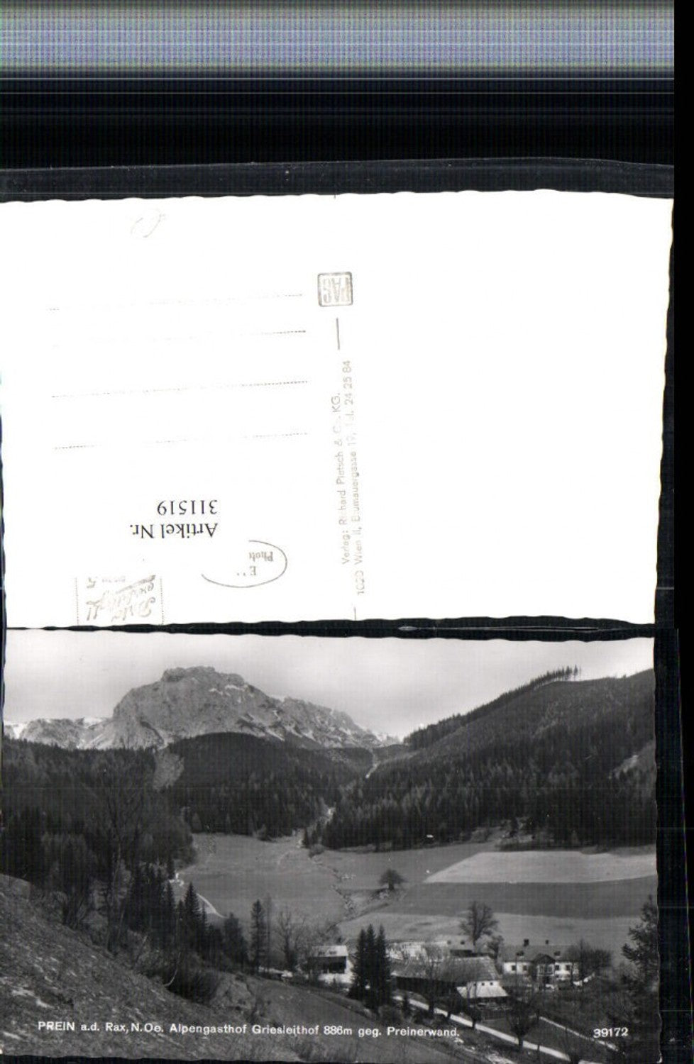 311519,Prein an d. Rax Alpengasthof Griesleithof geg. Preinerwand Bergkulisse