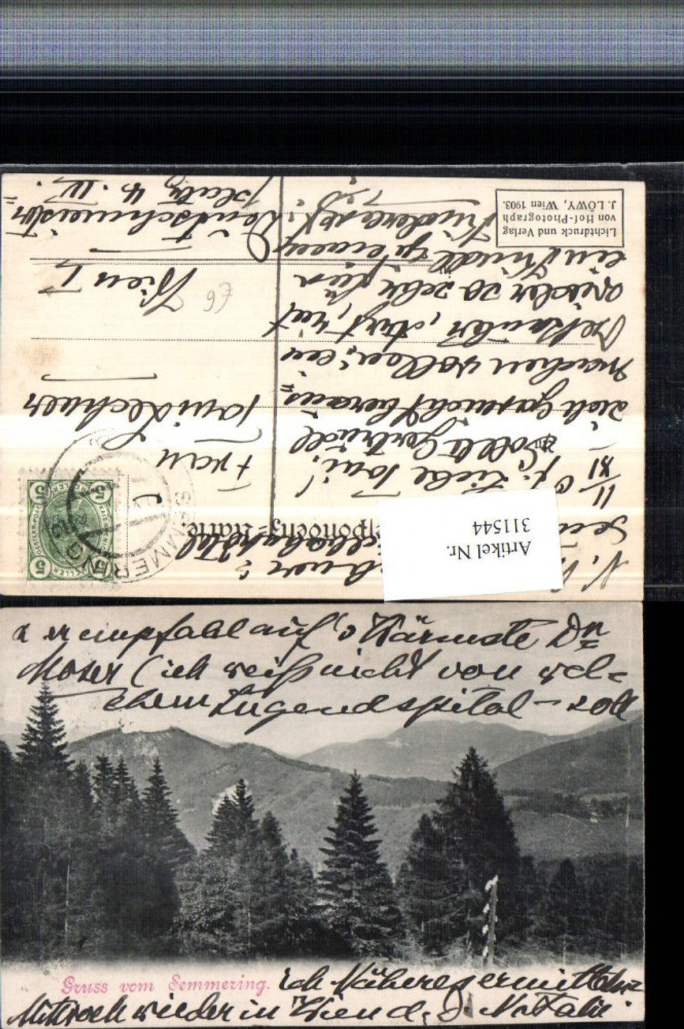 311544,Gruß vom Semmering Bergkulisse Wald Bäume