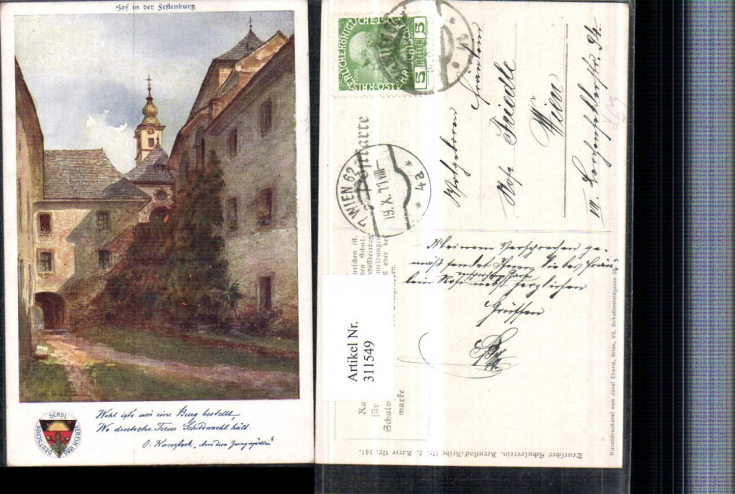 311549,Deutscher Schulverein 141 Künstler A. Heilmann Hof in d. Festenburg Burg