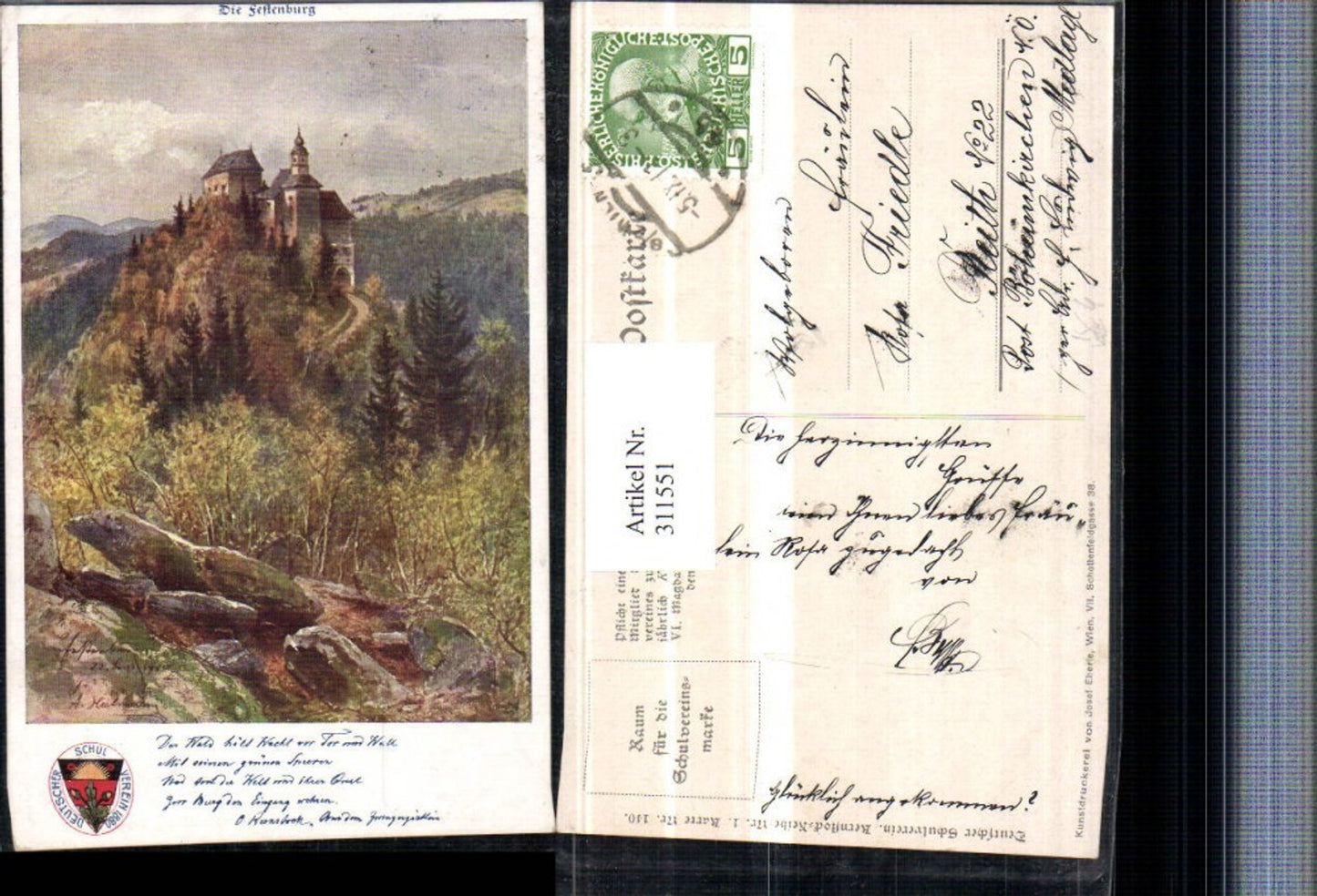 311551,Deutscher Schulverein 140 Künstler A. Heilmann Festenburg Burg