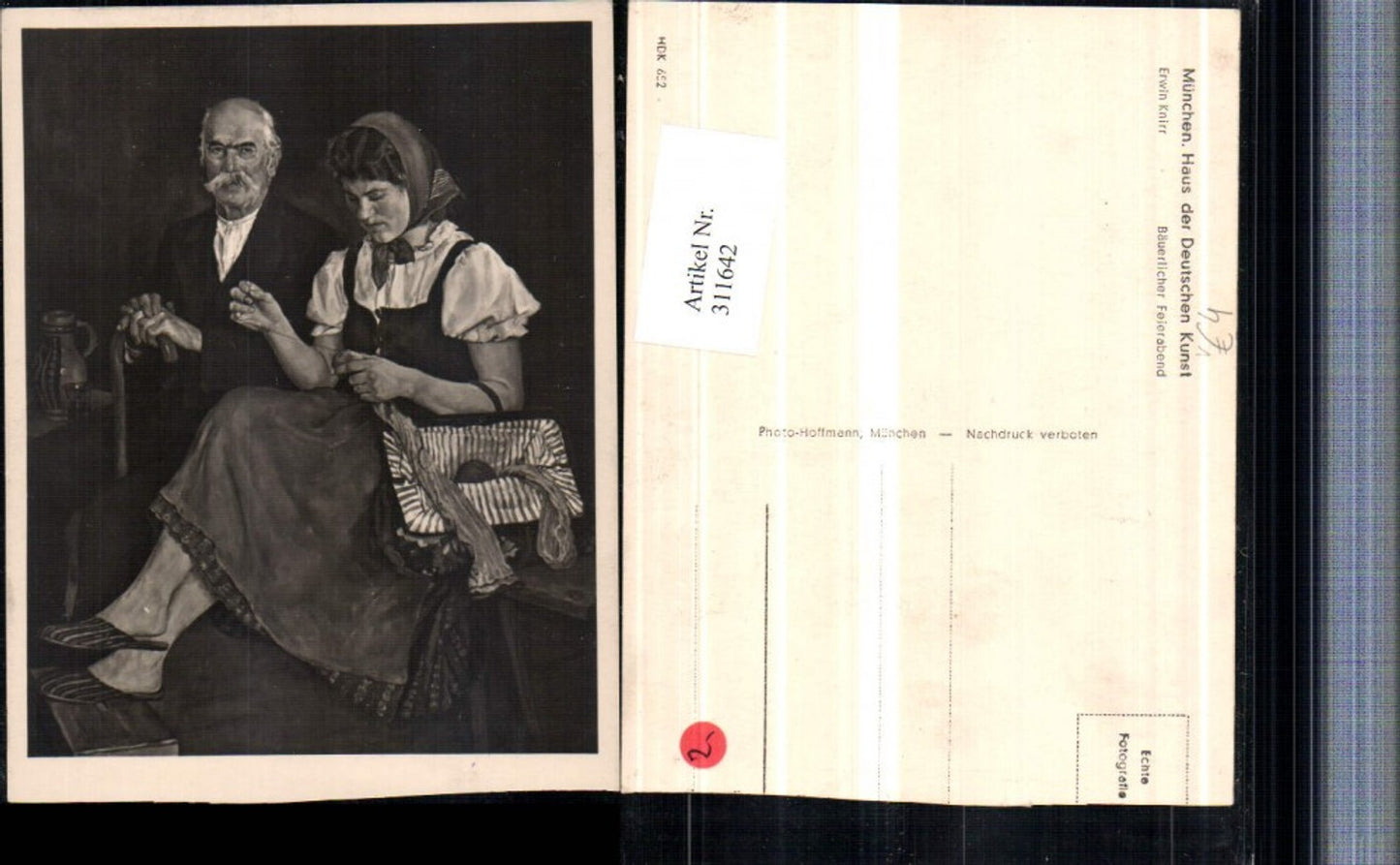 311642,Haus der Deutschen Kunst HDK 652 Künstler Erwin Knirr Bäuerlicher Feierabend Sticken