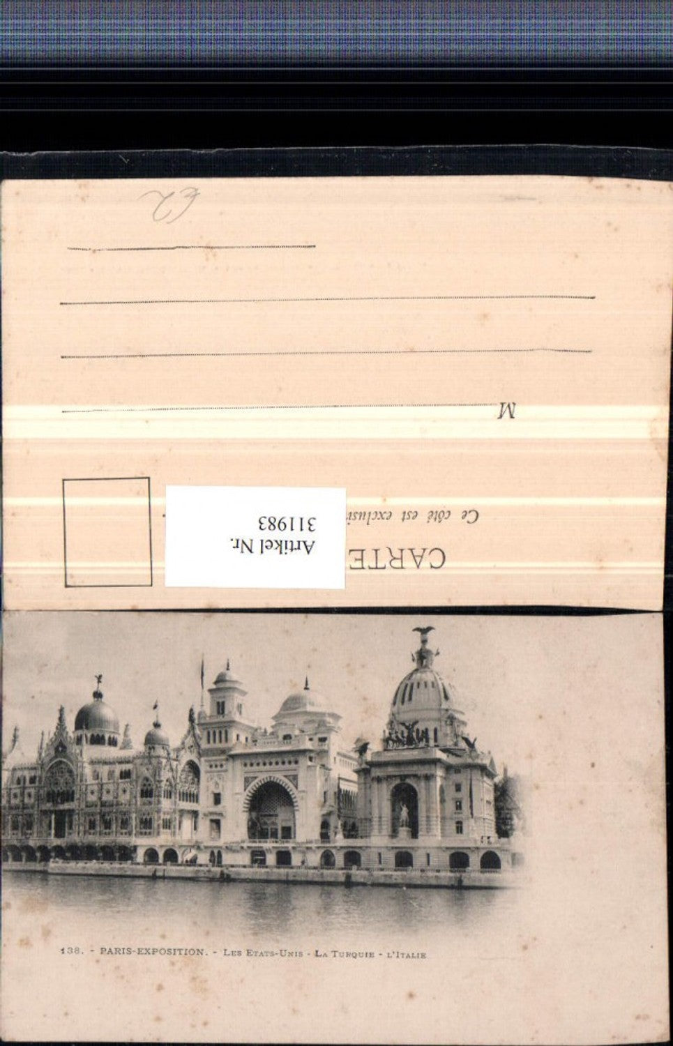 311983,Paris Exposition Les Etats-unis La Turquie l'Italie Gebäude