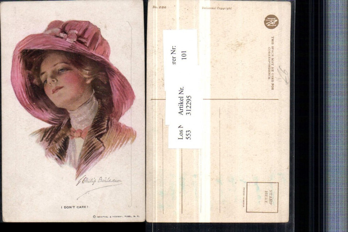 312295,Künstler AK Philip Boileau Frau Glamour Hut