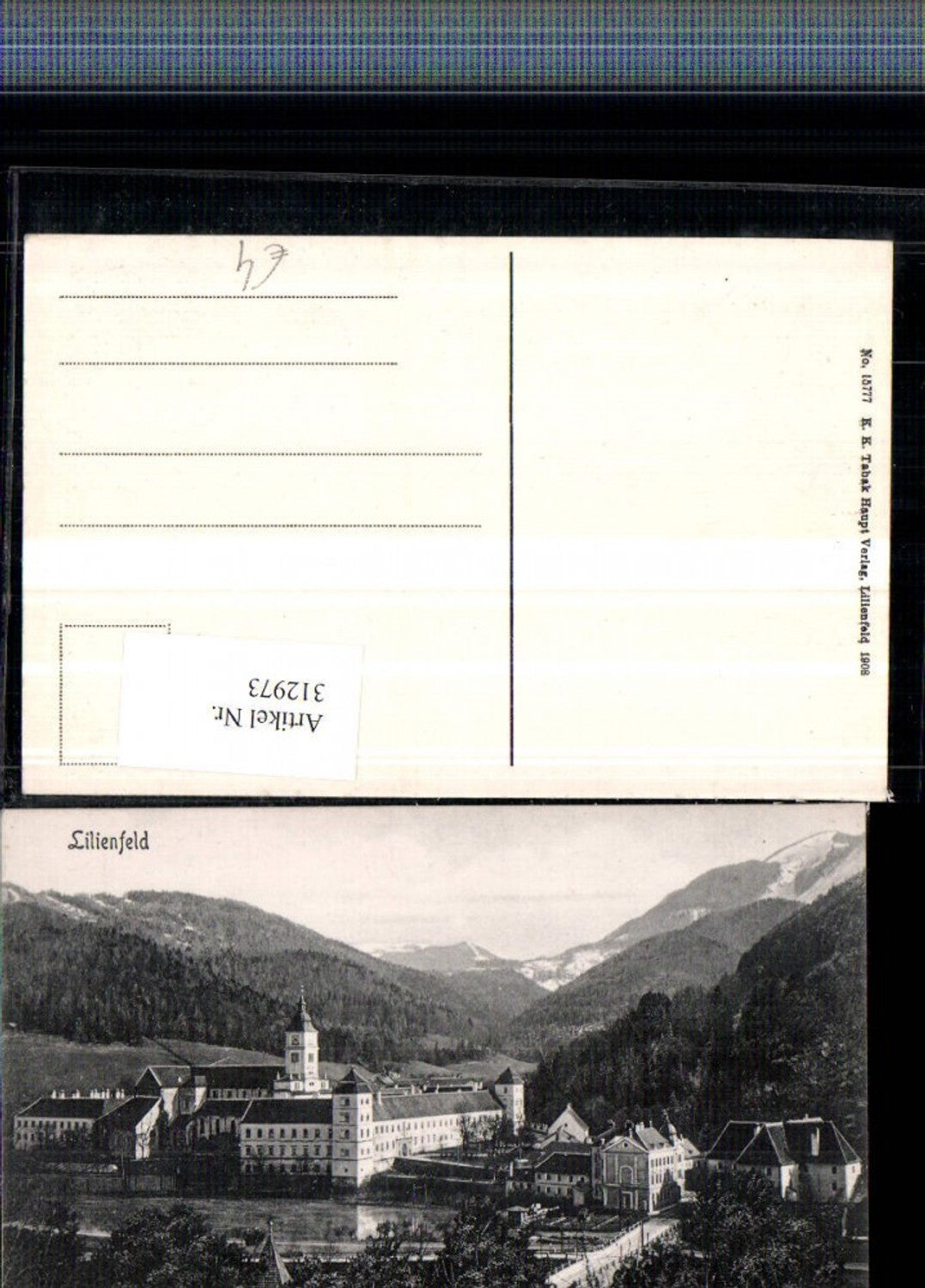 312973,Lilienfeld Teilansicht m. Stift Bergkulisse