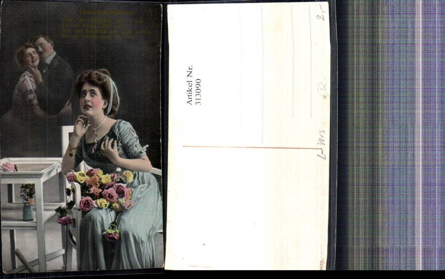 313090,Fotomontage Liebe Paar Frau in Gedanken Traum Umarmung Traumgeflüster Spruch Text