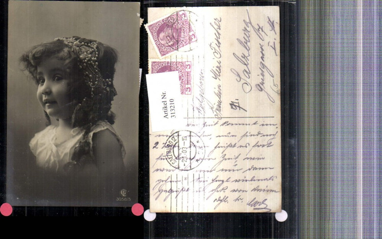 313210,Foto Ak Kind Mädchen Haarschmuck Portrait
