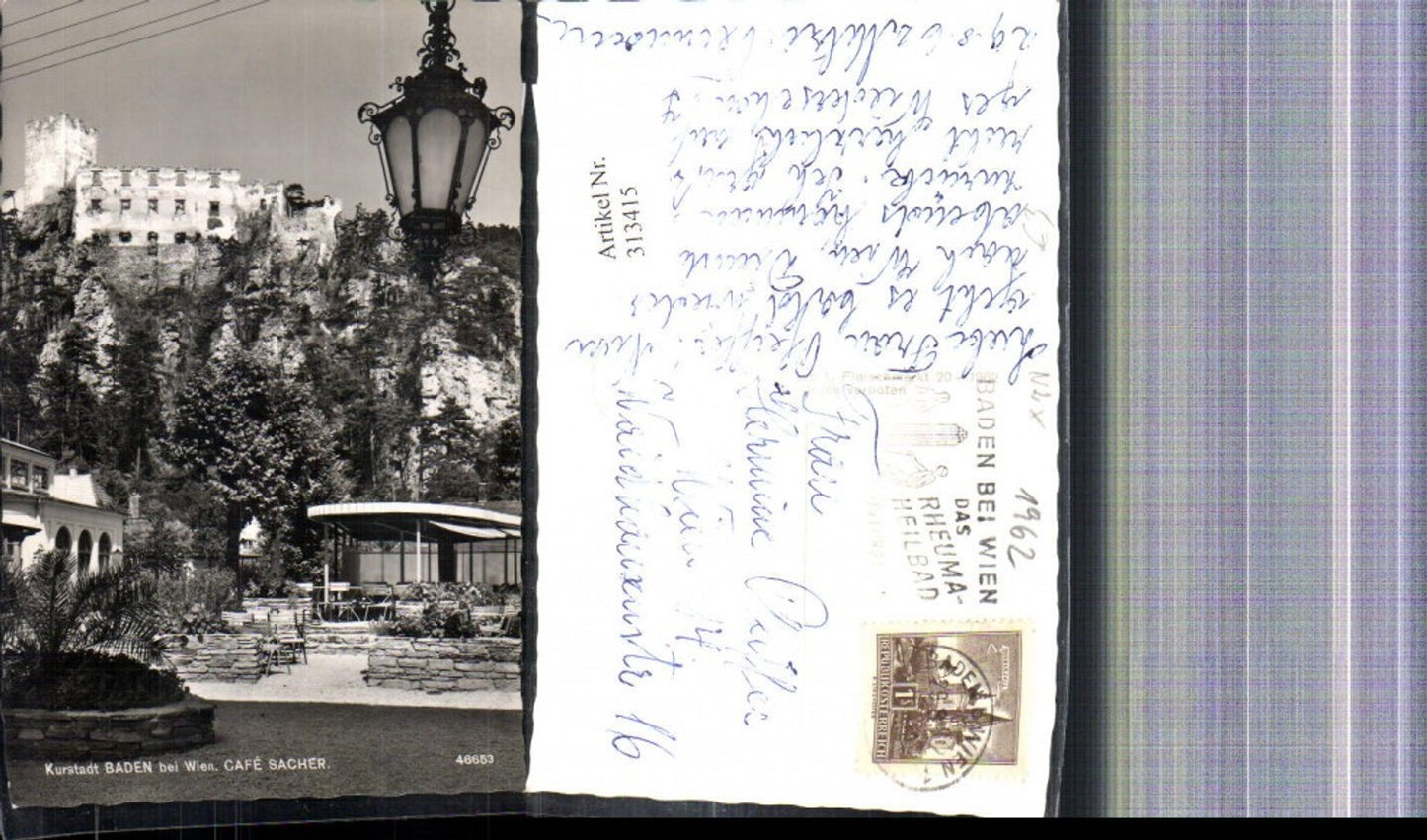 313415,Foto Ak Baden b. Wien Cafe Sacher