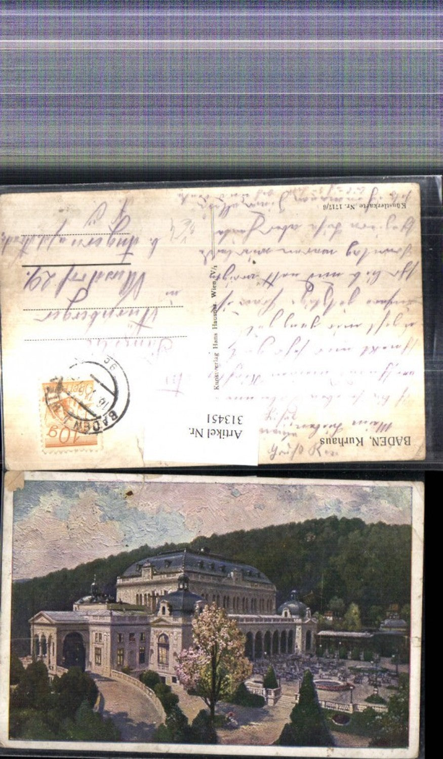 313451,Künstler Ak Baden Kurhaus pub Hans Hausner