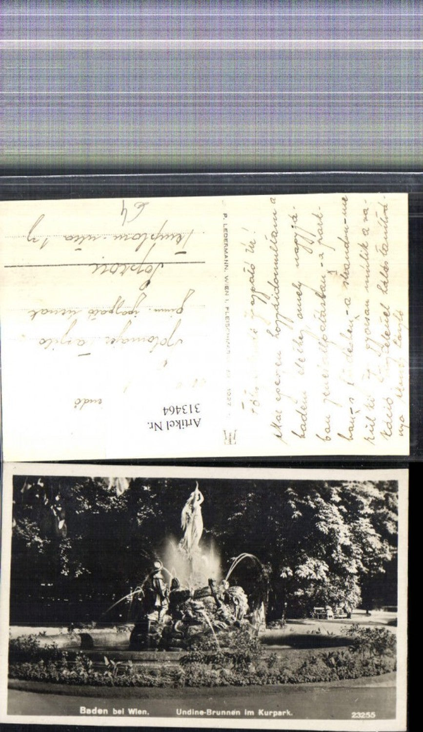 313464,Foto Ak Baden b. Wien Undine Brunnen i. Kurpark Springbrunnen