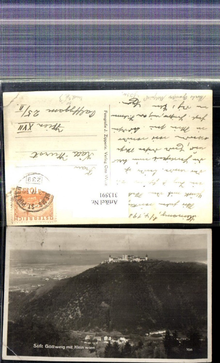 313591,Foto Ak Stift Göttweig Furth b. Krems Bahnpost Zug 239 Krems St Pölten