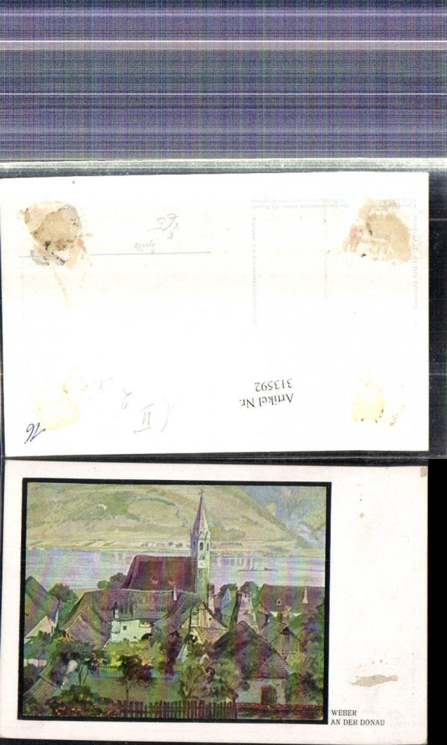 313592,Künstler Ak Weber An d. Donau Spitz Kirche pub B. G. Teubner