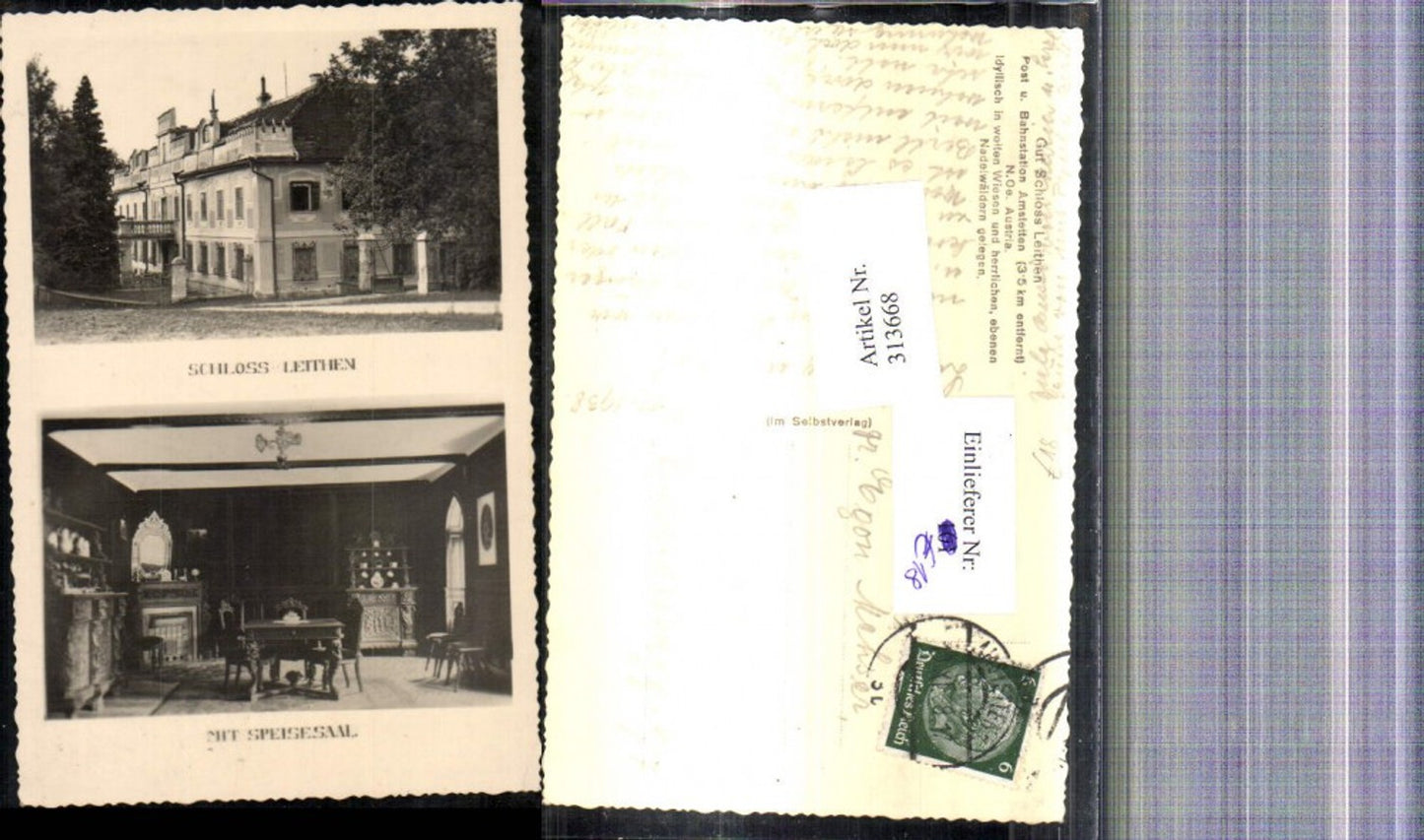 313668,Mehrbild Ak Schloss Leithen b. Amstetten Speisesaal