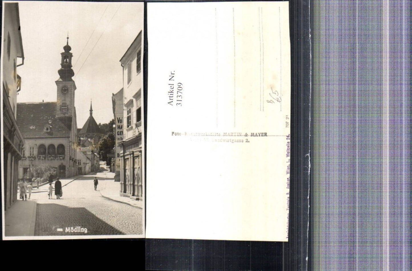 313709,Foto Ak Mödling Kirche Straßenansicht