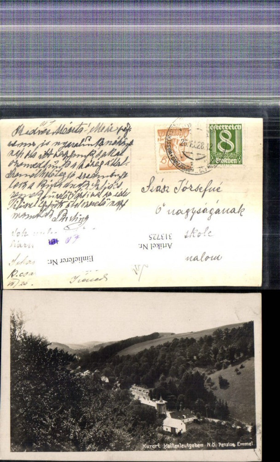 313725,Foto Ak Kaltenleutgeben Pension Emmel 1928