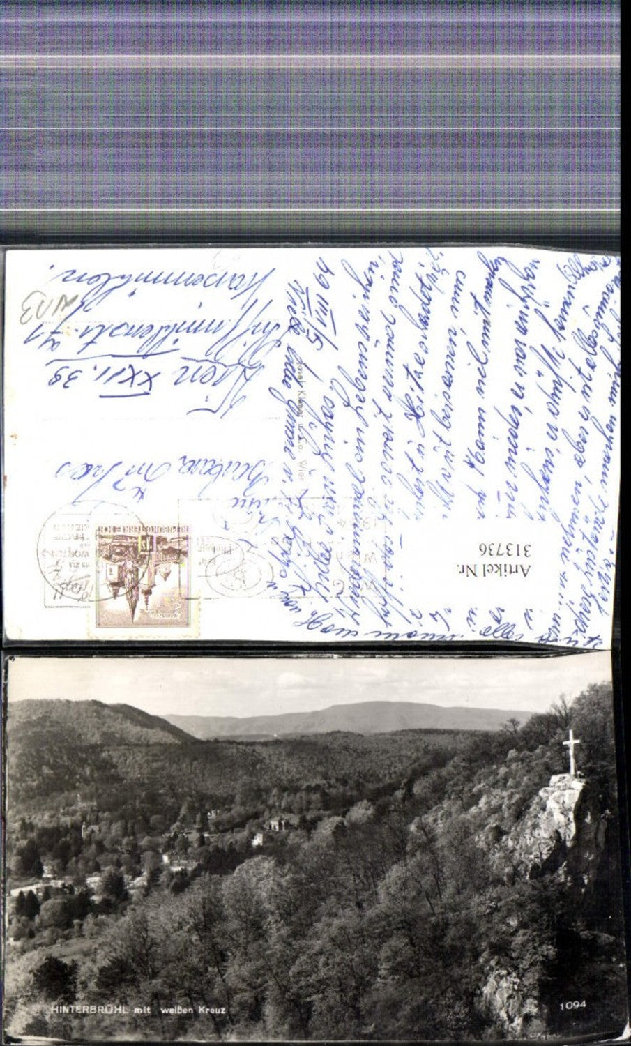 313736,Foto Ak Hinterbrühl b. Mödling Ansicht Weißes Kreuz am Berg Felsen