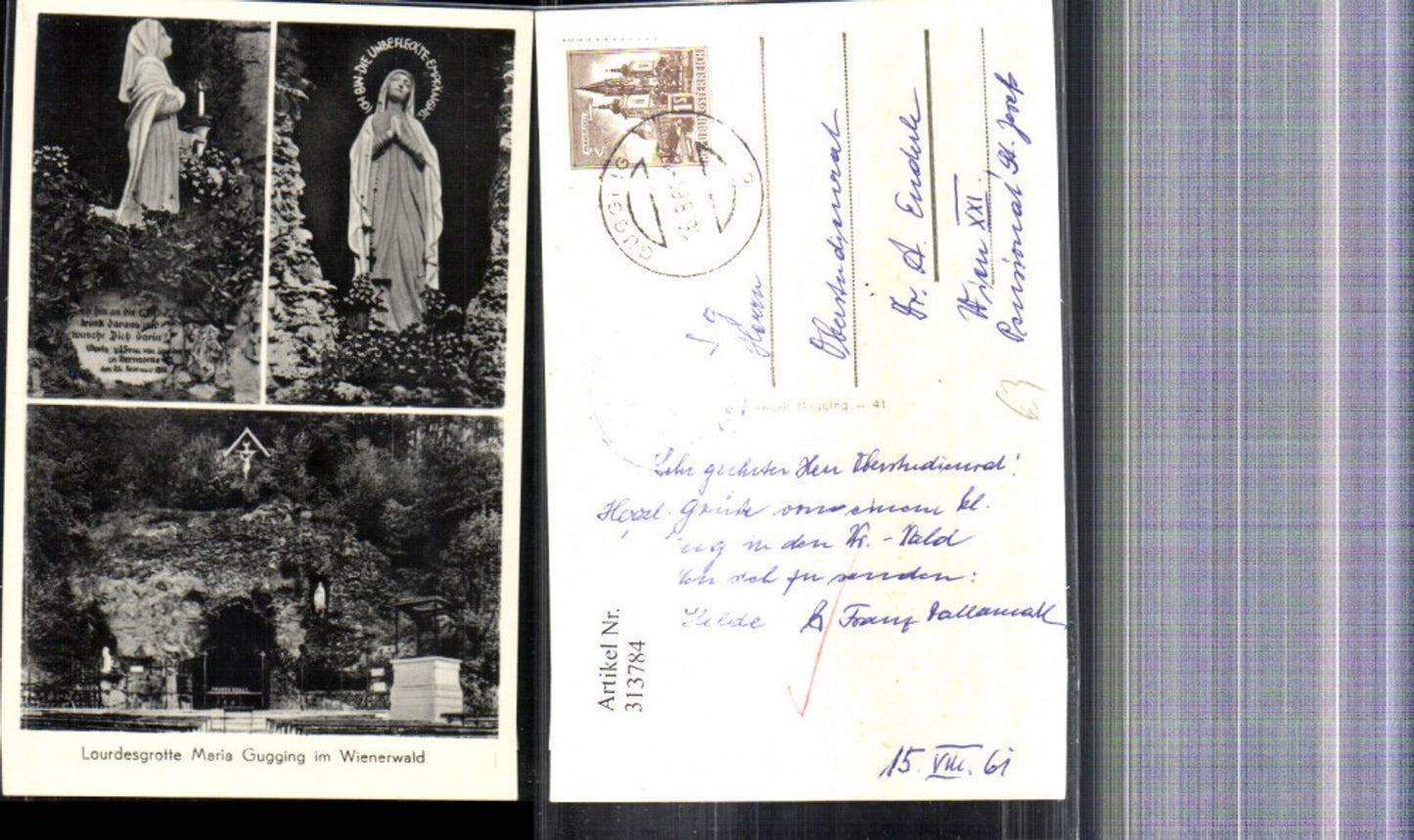 313784,Mehrbild Ak Lourdesgrotte Maria Gugging i. Wienerwald Klosterneuburg Marienstatue