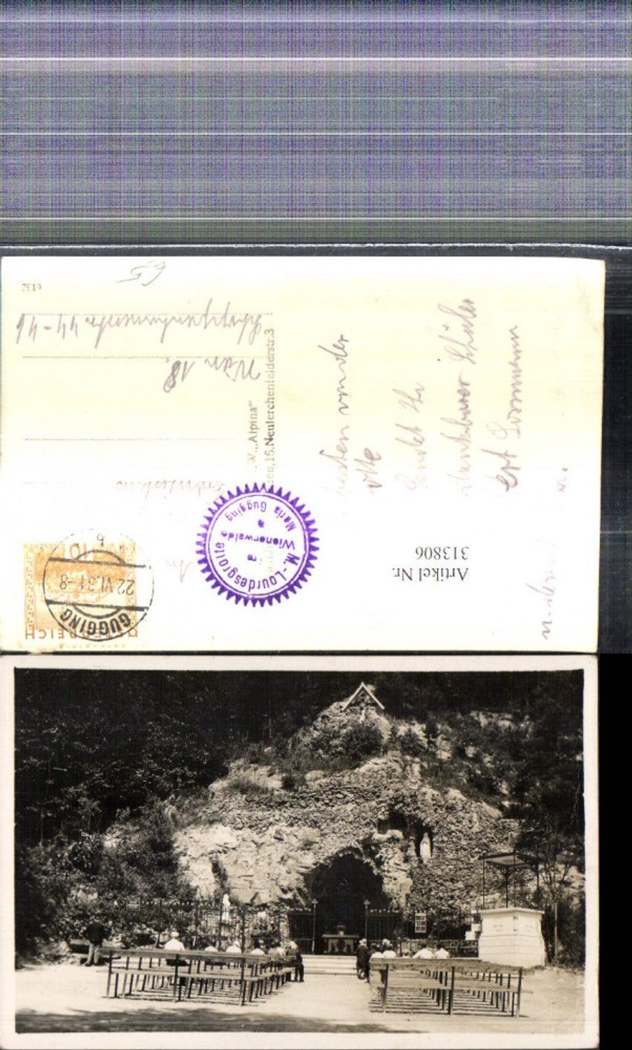 313806,Foto Ak Lourdesgrotte Maria Gugging i. Wienerwald Klosterneuburg