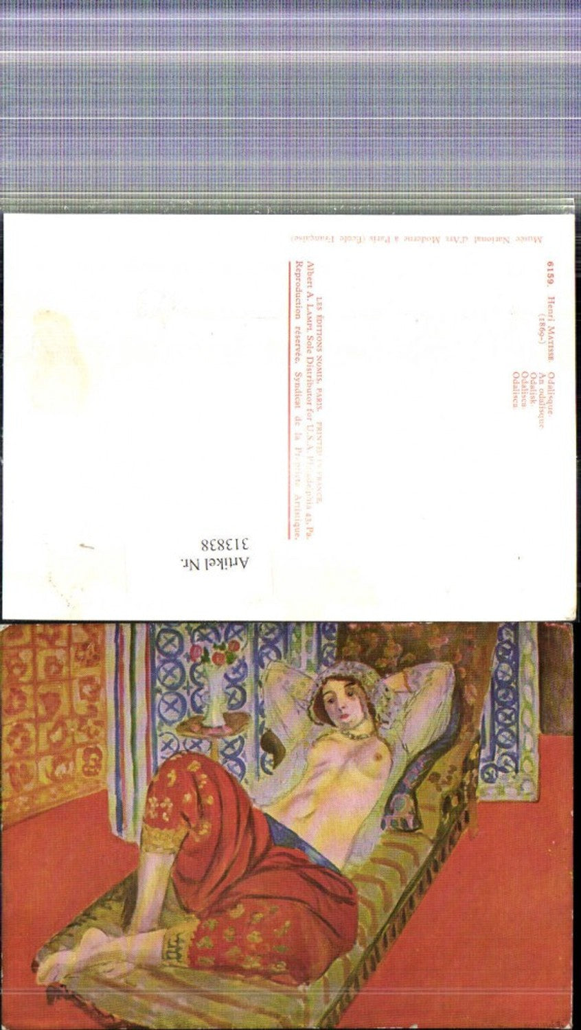 313838,Künstler Ak Henri Matisse Odalisk Barbusige Frau Erotik