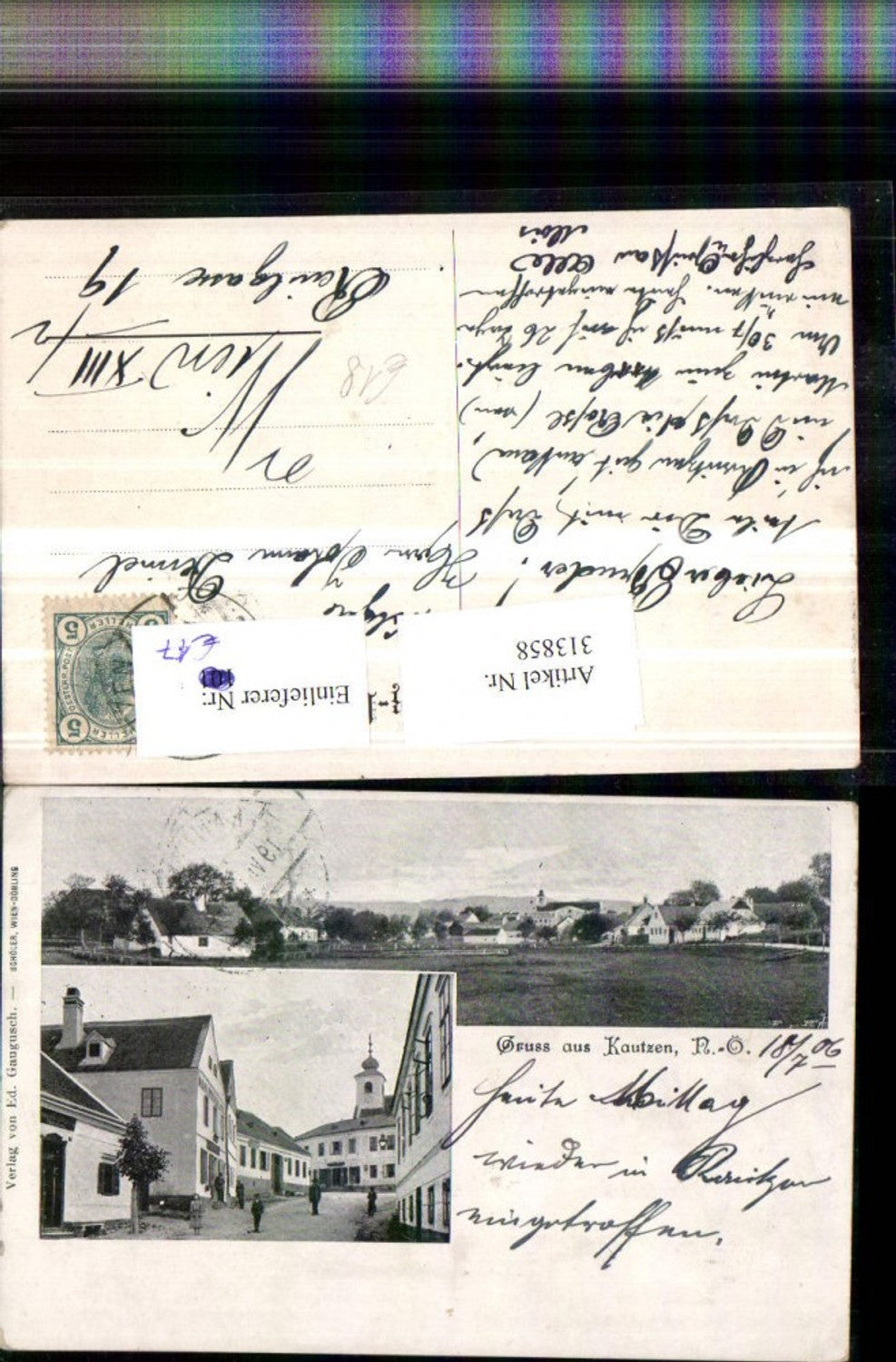 313858, Greetings from Kautzen, Total street view, Multi-image postcard