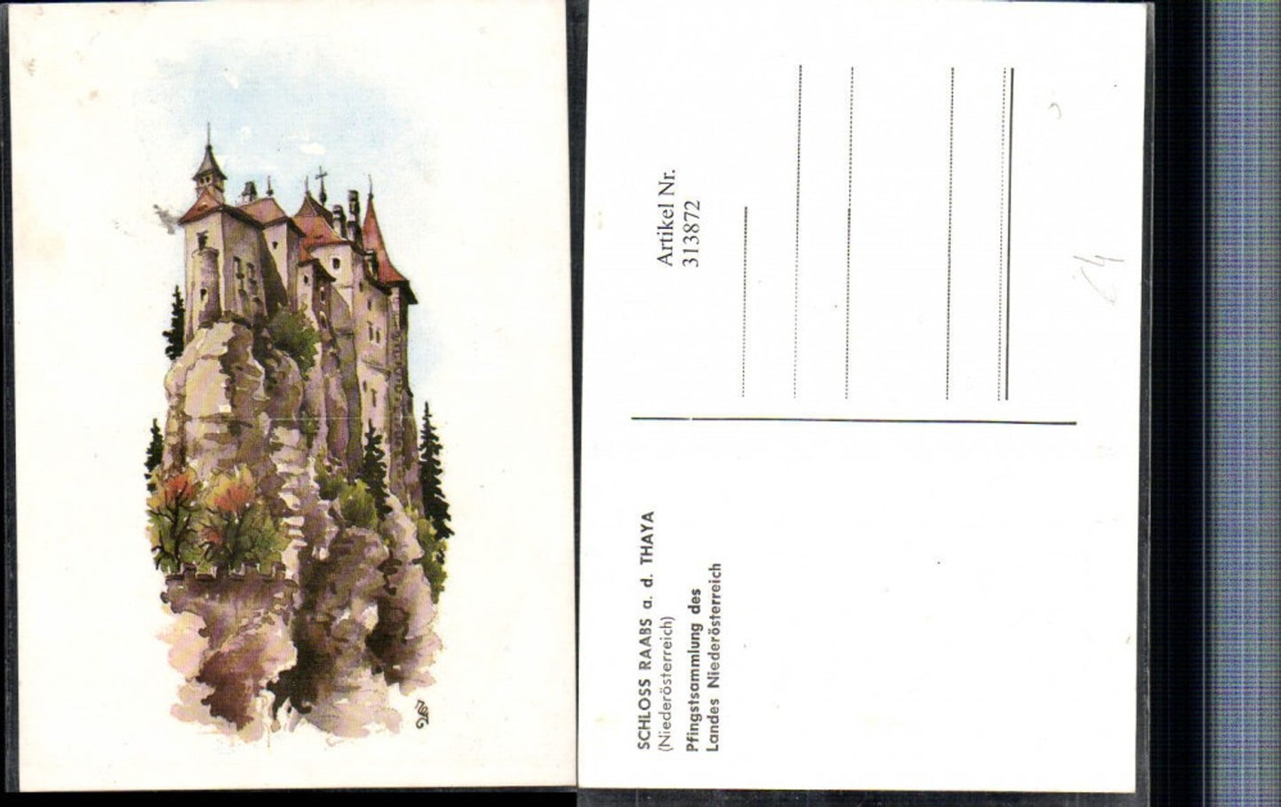 313872, Artist AK Burg Raabs Castle on the Thaya