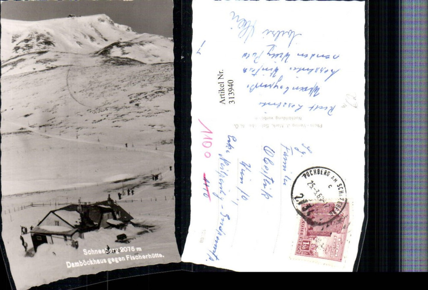 313940,Schneeberg Damböckhaus Berghütte b. Puchberg geg. Fischerhütte Winterbild