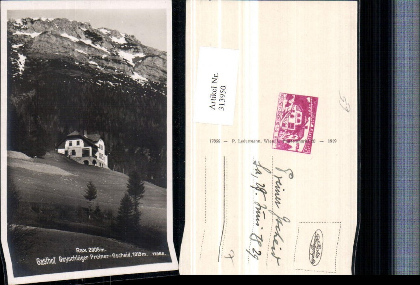 313950,Rax Preiner-Gscheid b. Prein Gasthof Geyschläger Bergkulisse