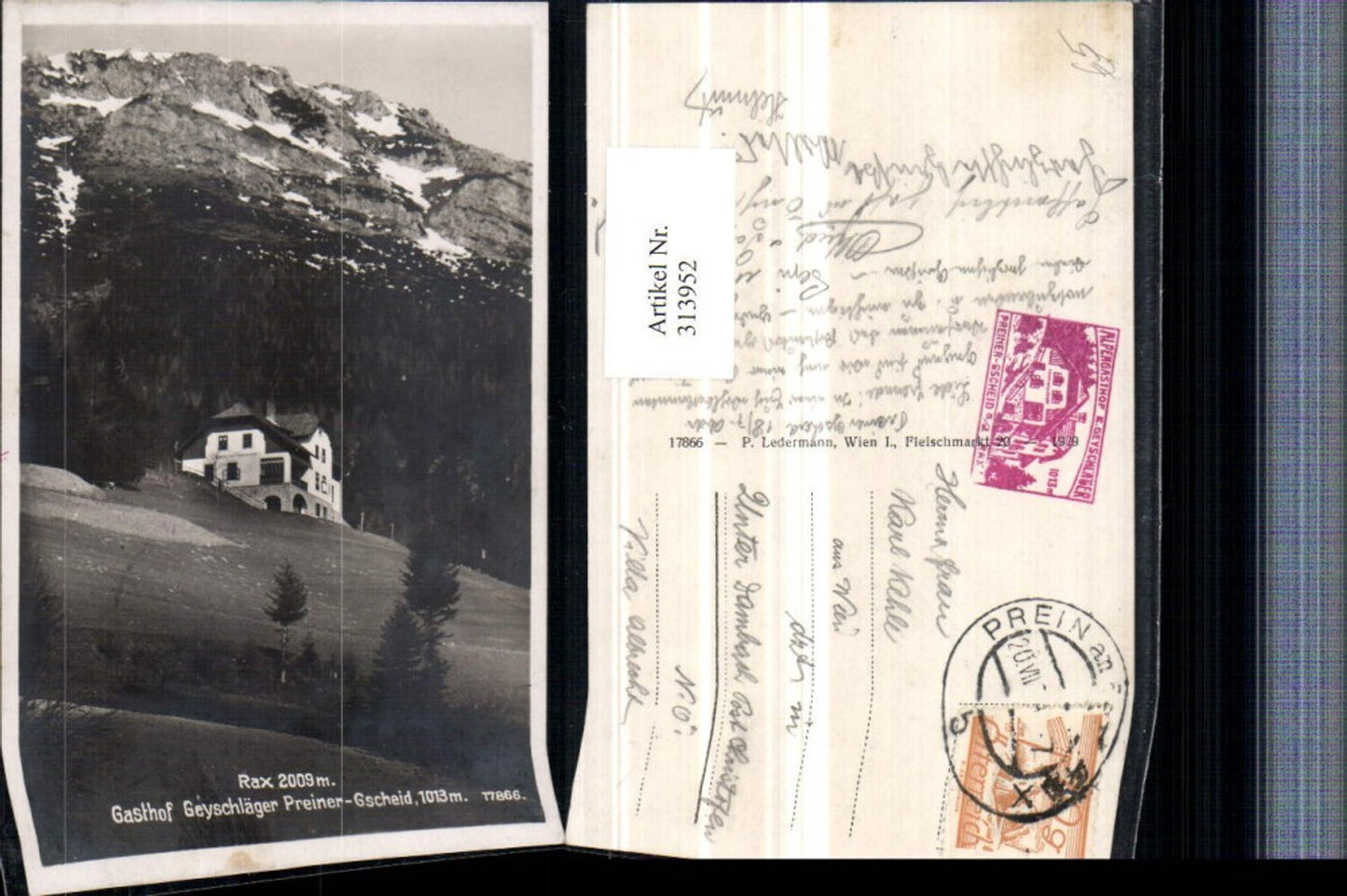 313952,Rax Preiner-Gscheid b. Prein Gasthof Geyschläger Bergkulisse