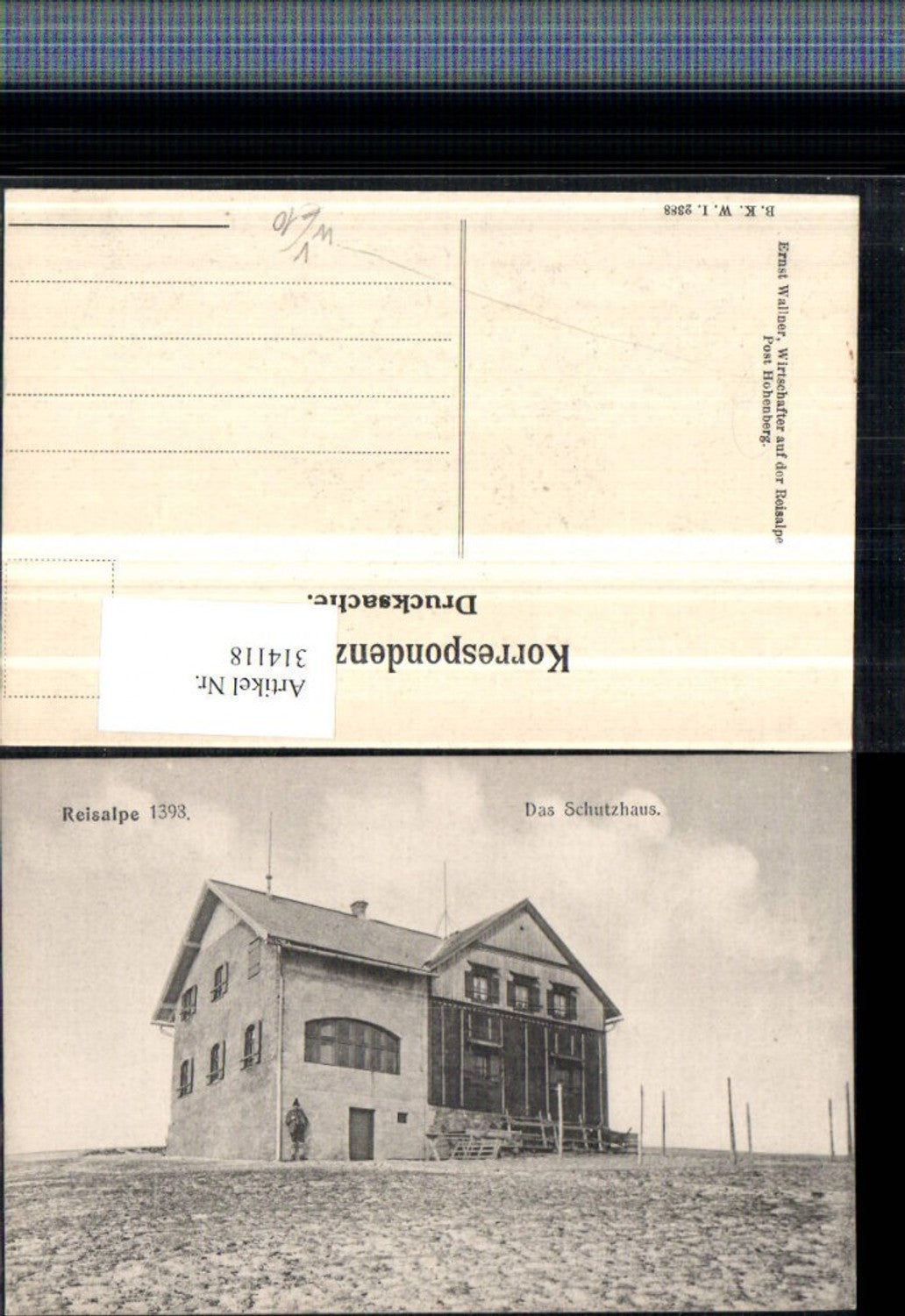 314118,Reisalpe Schutzhaus Berghütte b. Hohenberg pub B.K.W.I. 2388