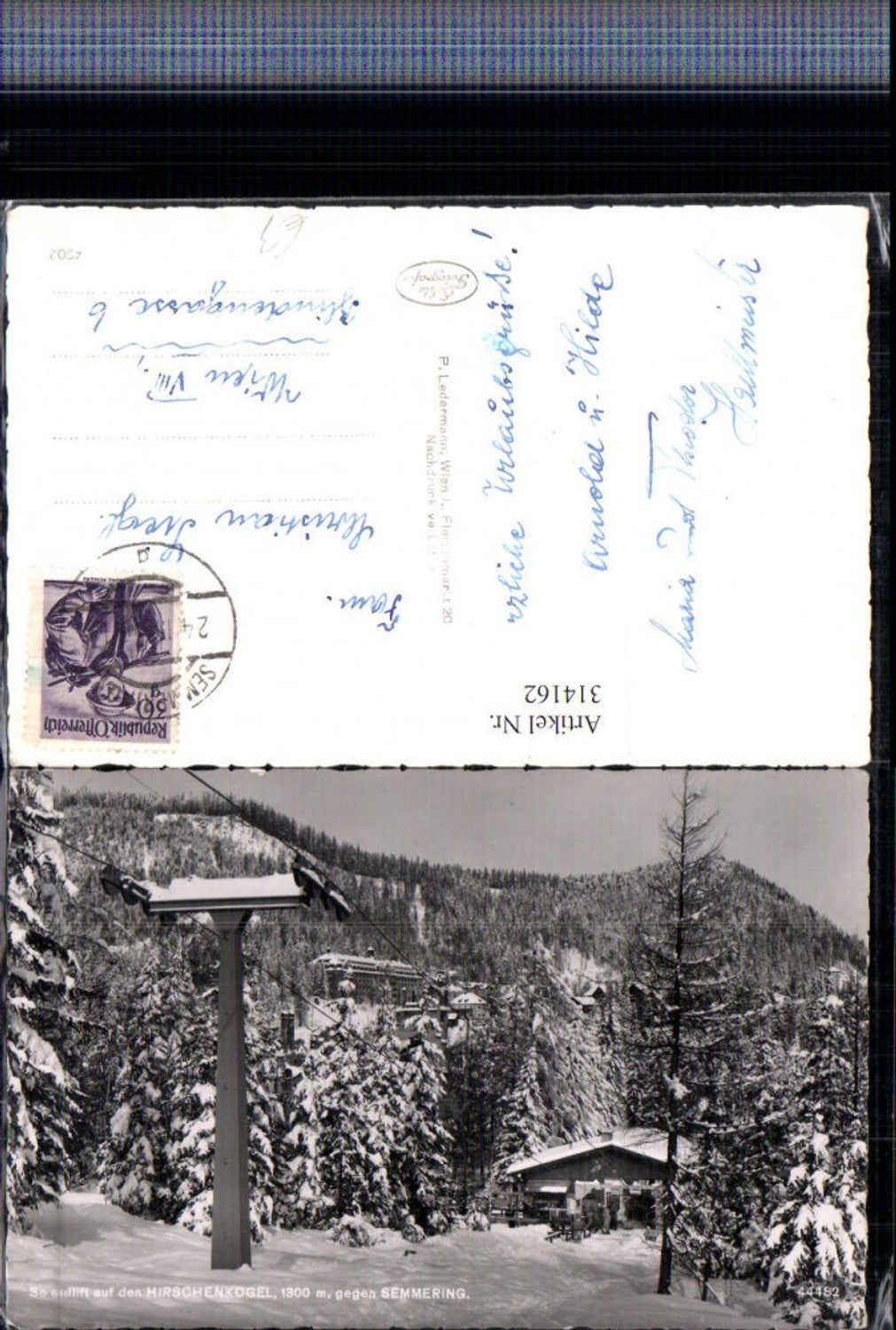 314162,Sessellift Hirschenkogel geg. Semmering Winterbild