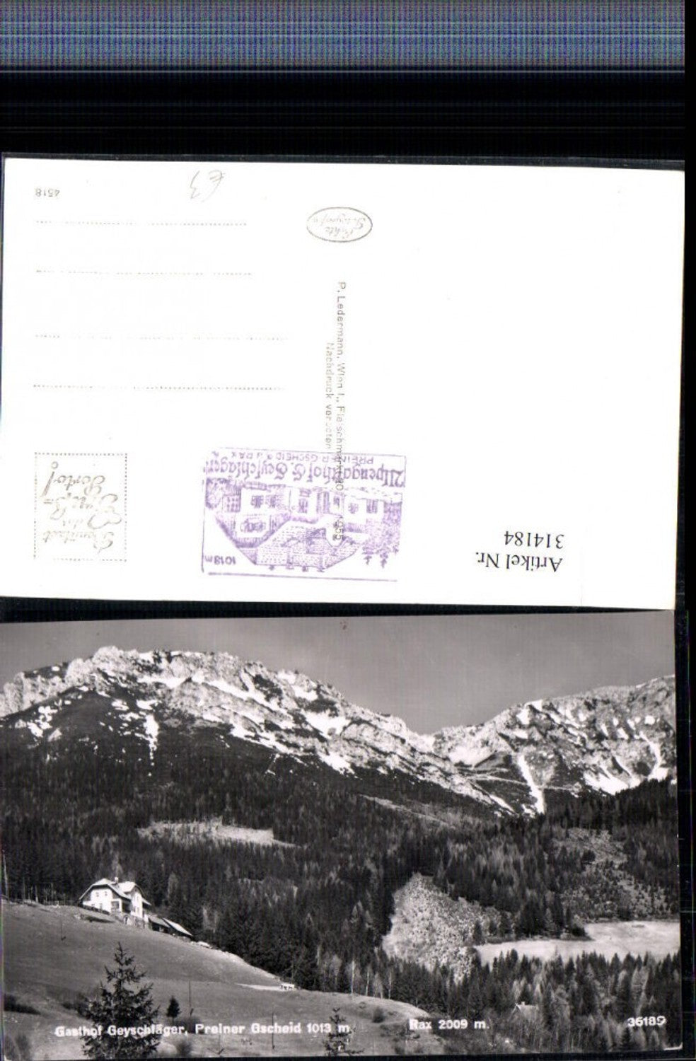 314184,Preiner Gscheid b. Prein Gasthof Geyschläger m. Rax Bergkulisse