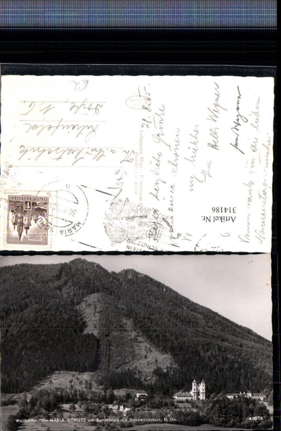 314186,Wallfahrtskirche Maria Schutz am Semmering m. Sonnwendstein