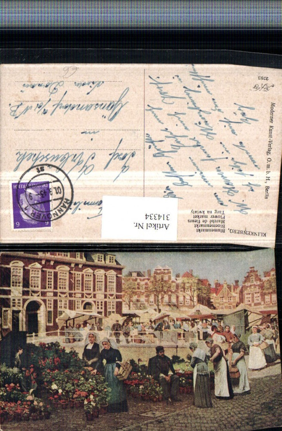 314334,Künstler AK Klinkenberg Blumenmarkt Markt Frauen in Tracht Blumen