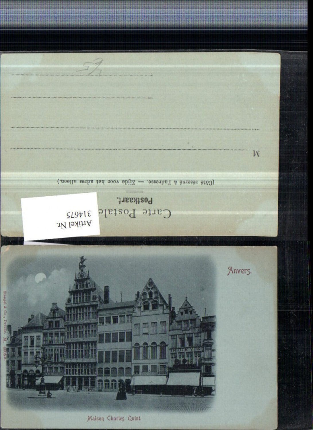 314675,Mond Litho Anvers Antwerpen Maison Charles Quint Geschäfte pub Stengel & Co 4008